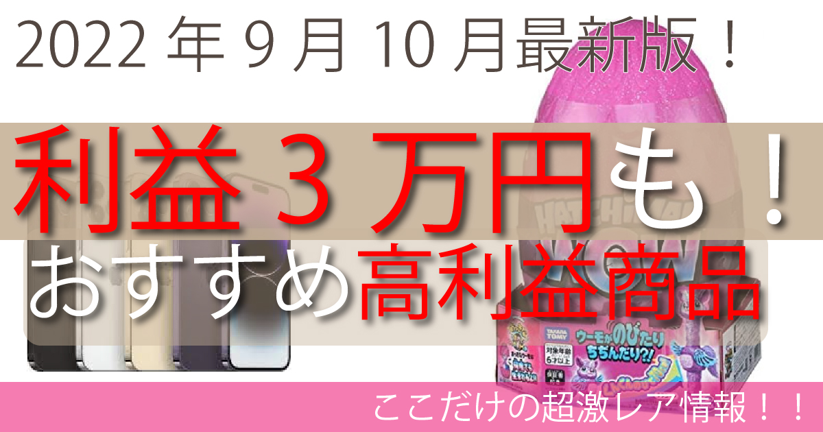 2022年9月10月最新！利益１万円以上高利益商品を教えます！